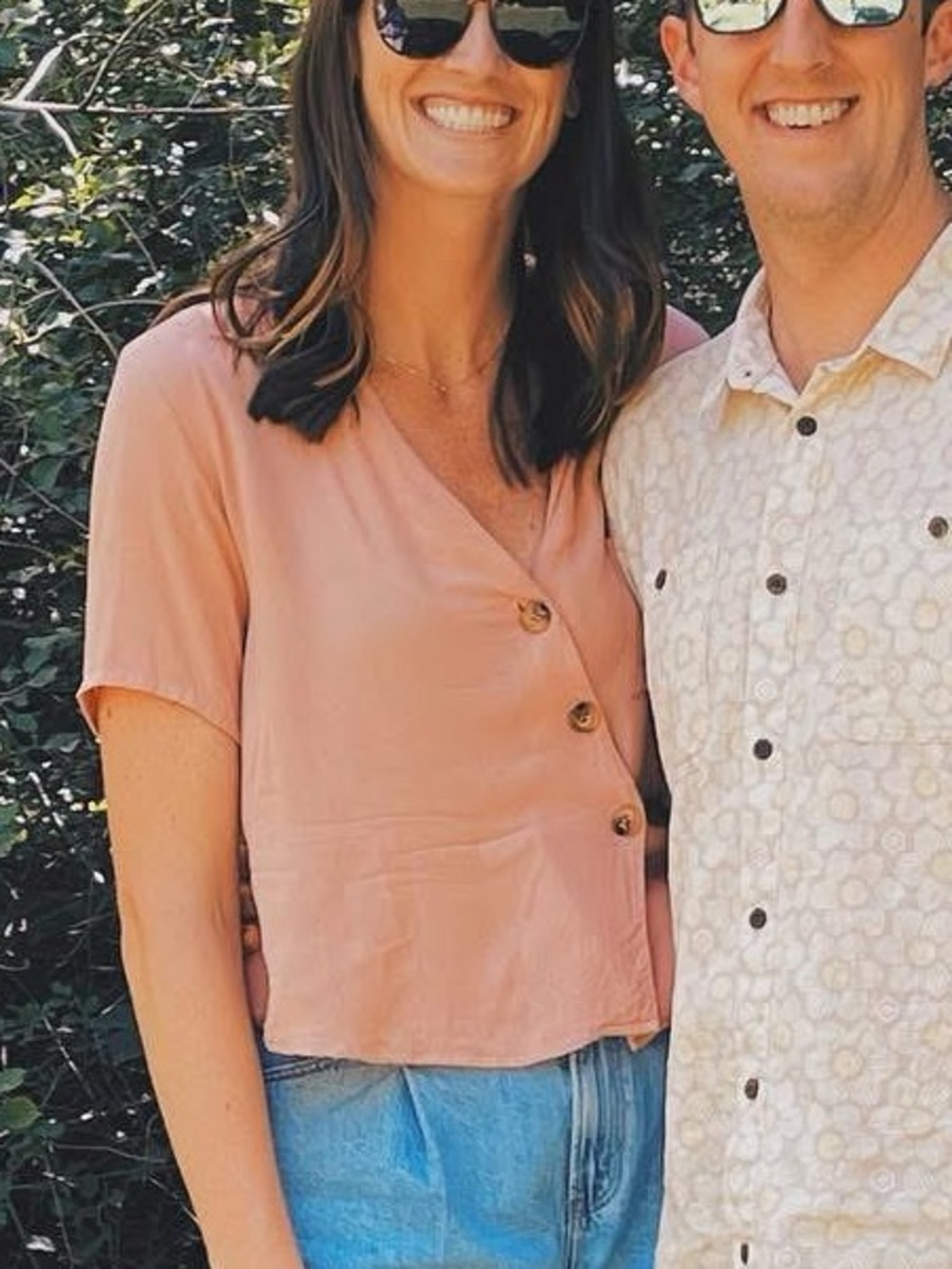 URBAN Romantics Dusty Rose Button-Front V-Neck Top